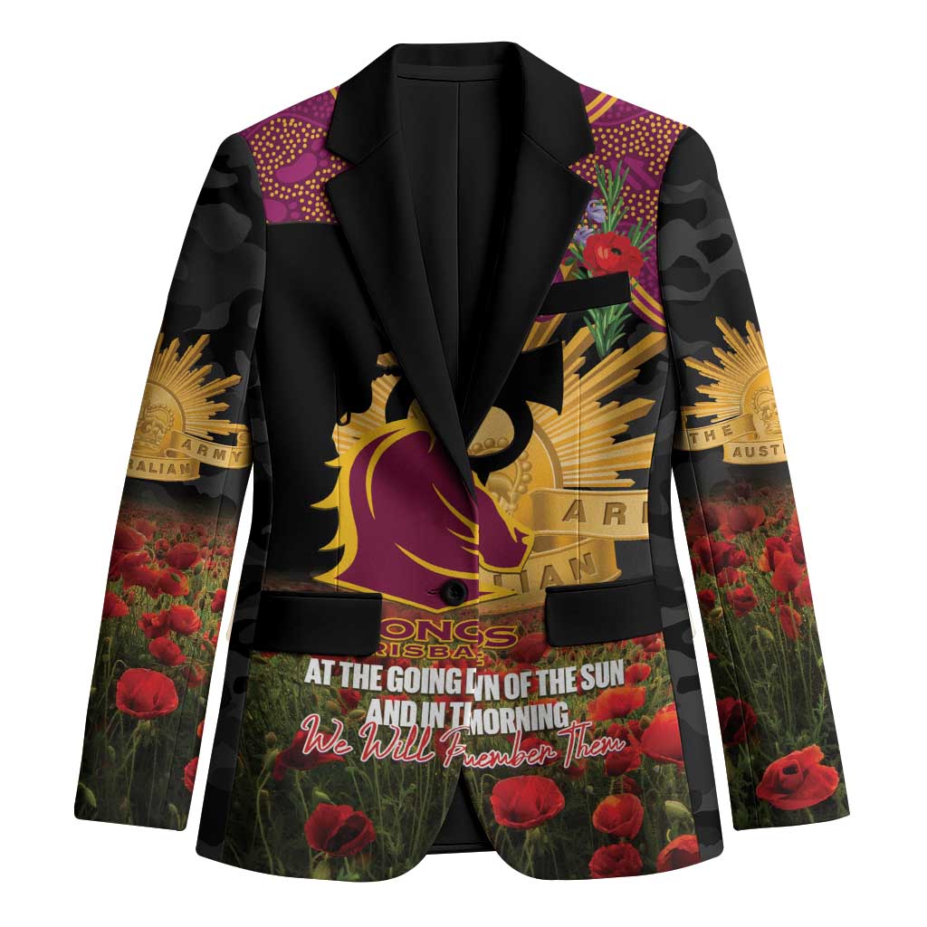 Personalised Brisbane Broncos Rugby ANZAC Day Blazer Last Post Poppy We Will Remember Them
