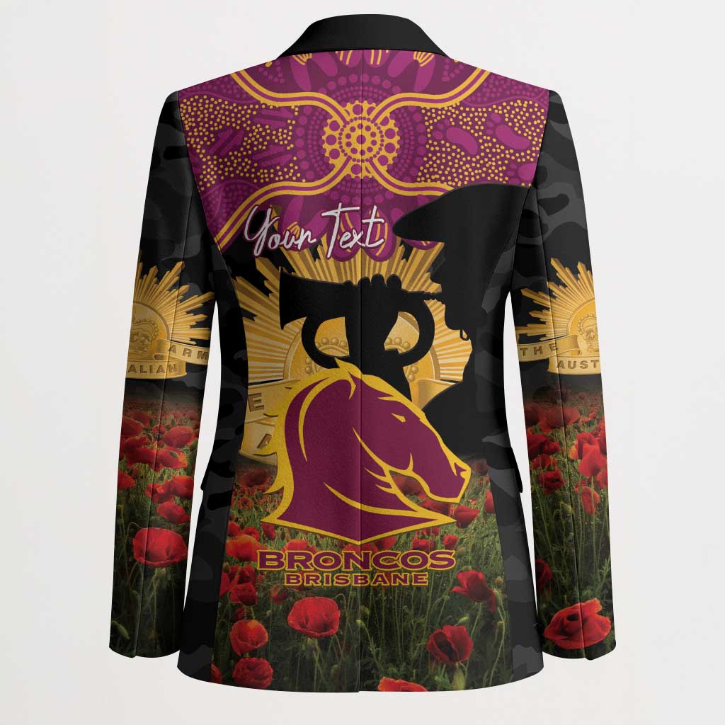 Personalised Brisbane Broncos Rugby ANZAC Day Blazer Last Post Poppy We Will Remember Them