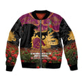 Personalised Brisbane Broncos Rugby ANZAC Day Bomber Jacket Last Post Poppy We Will Remember Them