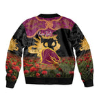 Personalised Brisbane Broncos Rugby ANZAC Day Bomber Jacket Last Post Poppy We Will Remember Them