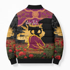 Personalised Brisbane Broncos Rugby ANZAC Day Bomber Puffer Jacket Last Post Poppy We Will Remember Them