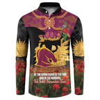 Personalised Brisbane Broncos Rugby ANZAC Day Button Sweatshirt Last Post Poppy We Will Remember Them