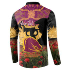 Personalised Brisbane Broncos Rugby ANZAC Day Button Sweatshirt Last Post Poppy We Will Remember Them
