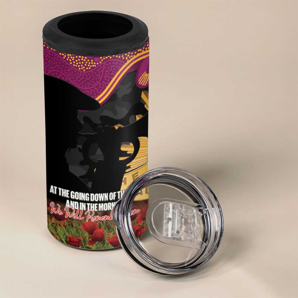 Personalised Brisbane Broncos Rugby ANZAC Day 4 in 1 Can Cooler Tumbler Last Post Poppy We Will Remember Them