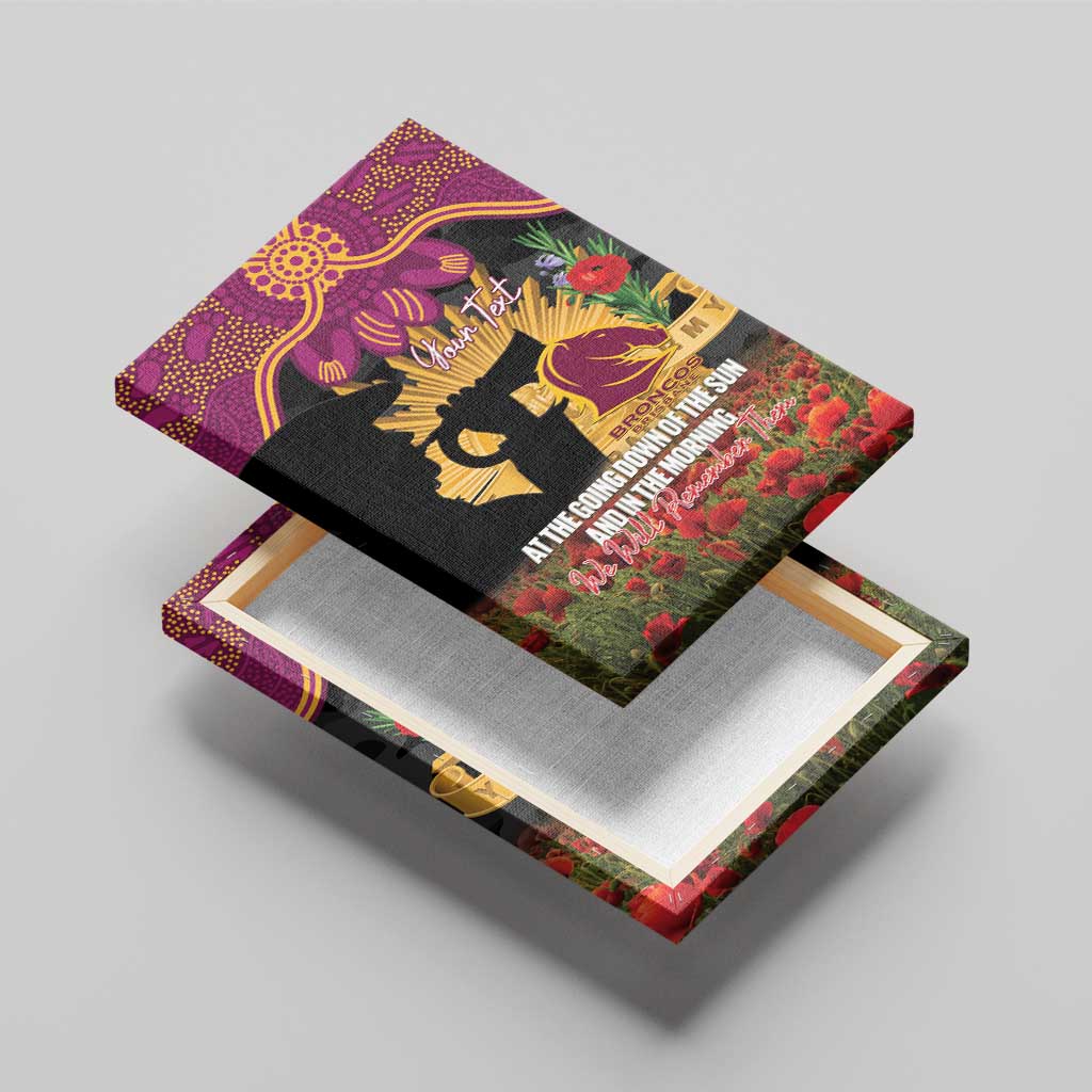 Personalised Brisbane Broncos Rugby ANZAC Day Canvas Wall Art Last Post Poppy We Will Remember Them