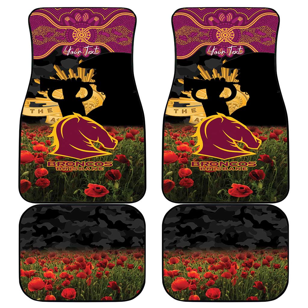 Personalised Brisbane Broncos Rugby ANZAC Day Car Mats Last Post Poppy We Will Remember Them