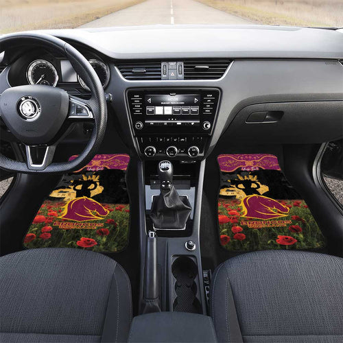 Personalised Brisbane Broncos Rugby ANZAC Day Car Mats Last Post Poppy We Will Remember Them