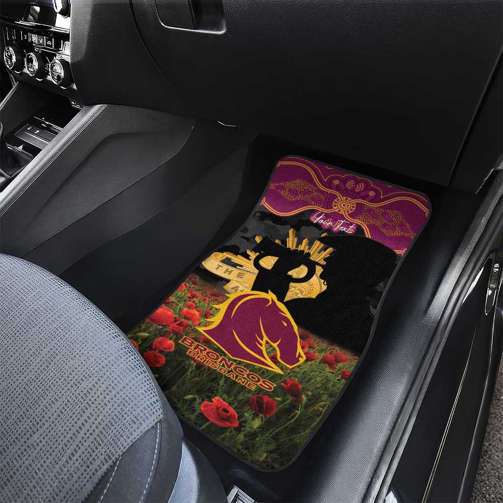 Personalised Brisbane Broncos Rugby ANZAC Day Car Mats Last Post Poppy We Will Remember Them
