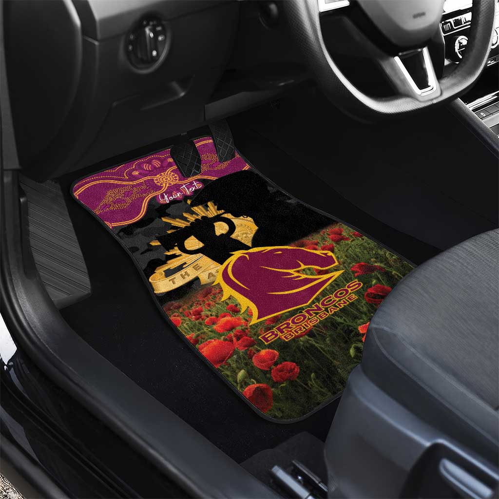 Personalised Brisbane Broncos Rugby ANZAC Day Car Mats Last Post Poppy We Will Remember Them