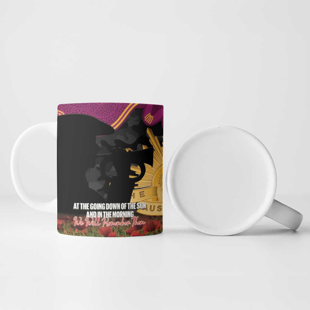 Personalised Brisbane Broncos Rugby ANZAC Day Ceramic Mug Last Post Poppy We Will Remember Them
