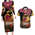 Personalised Brisbane Broncos Rugby ANZAC Day Couples Matching Long Sleeve Bodycon Dress and Hawaiian Shirt Last Post Poppy We Will Remember Them