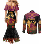 Personalised Brisbane Broncos Rugby ANZAC Day Couples Matching Mermaid Dress and Long Sleeve Button Shirt Last Post Poppy We Will Remember Them