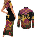 Personalised Brisbane Broncos Rugby ANZAC Day Couples Matching Short Sleeve Bodycon Dress and Long Sleeve Button Shirt Last Post Poppy We Will Remember Them