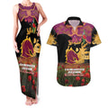 Personalised Brisbane Broncos Rugby ANZAC Day Couples Matching Tank Maxi Dress and Hawaiian Shirt Last Post Poppy We Will Remember Them