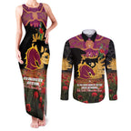 Personalised Brisbane Broncos Rugby ANZAC Day Couples Matching Tank Maxi Dress and Long Sleeve Button Shirt Last Post Poppy We Will Remember Them