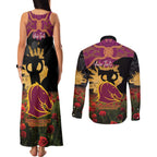 Personalised Brisbane Broncos Rugby ANZAC Day Couples Matching Tank Maxi Dress and Long Sleeve Button Shirt Last Post Poppy We Will Remember Them