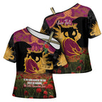 Personalised Brisbane Broncos Rugby ANZAC Day Cross Shoulder Shirt Last Post Poppy We Will Remember Them