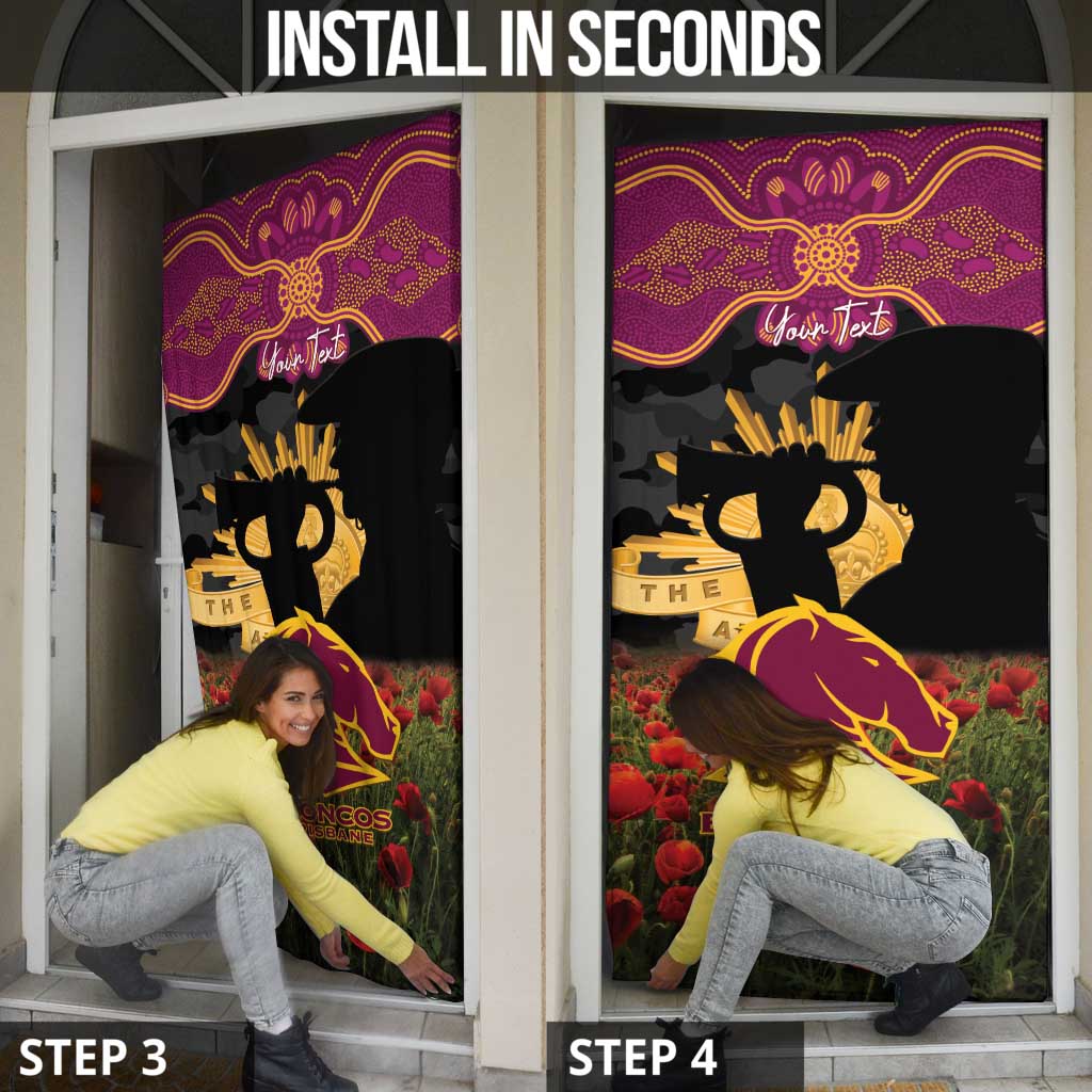 Personalised Brisbane Broncos Rugby ANZAC Day Door Cover Last Post Poppy We Will Remember Them