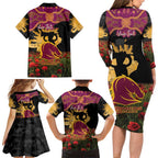 Personalised Brisbane Broncos Rugby ANZAC Day Family Matching Long Sleeve Bodycon Dress and Hawaiian Shirt Last Post Poppy We Will Remember Them
