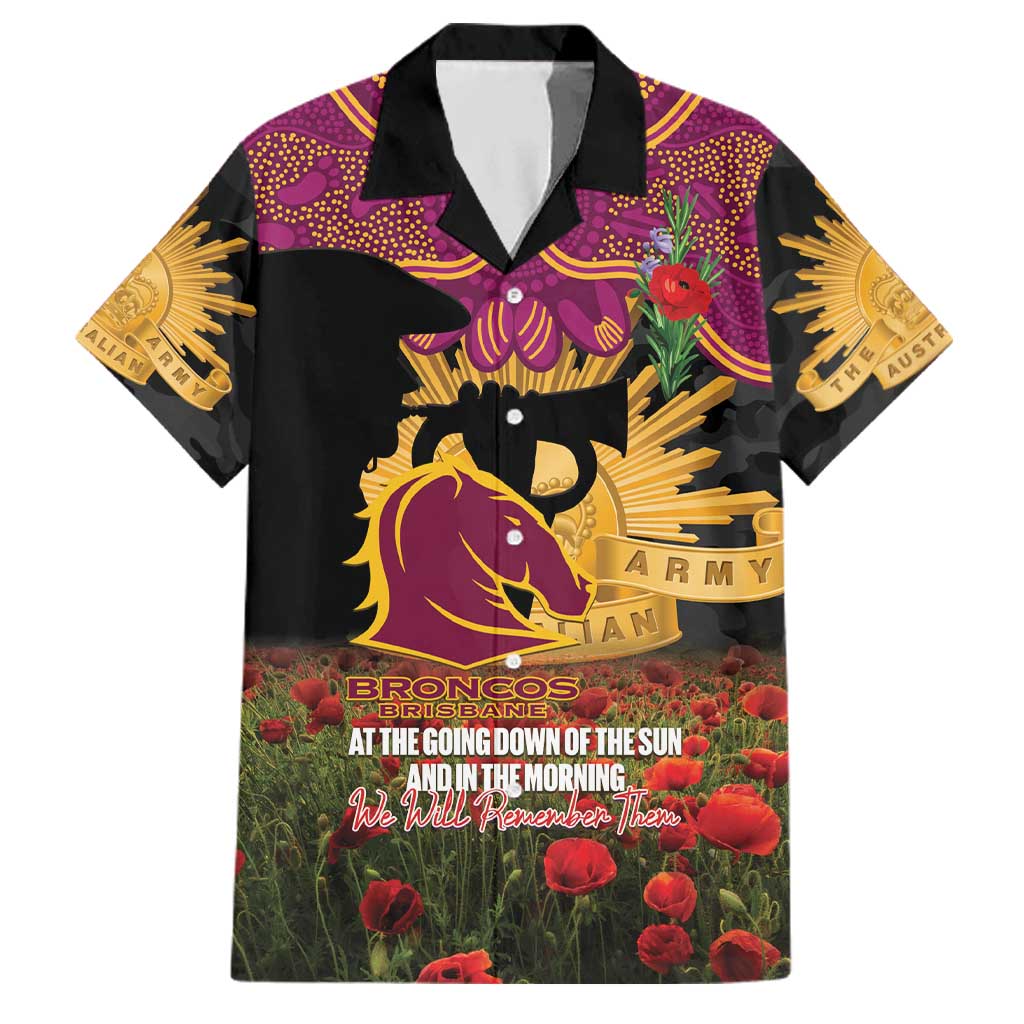 Personalised Brisbane Broncos Rugby ANZAC Day Family Matching Mermaid Dress and Hawaiian Shirt Last Post Poppy We Will Remember Them