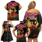Personalised Brisbane Broncos Rugby ANZAC Day Family Matching Off Shoulder Short Dress and Hawaiian Shirt Last Post Poppy We Will Remember Them