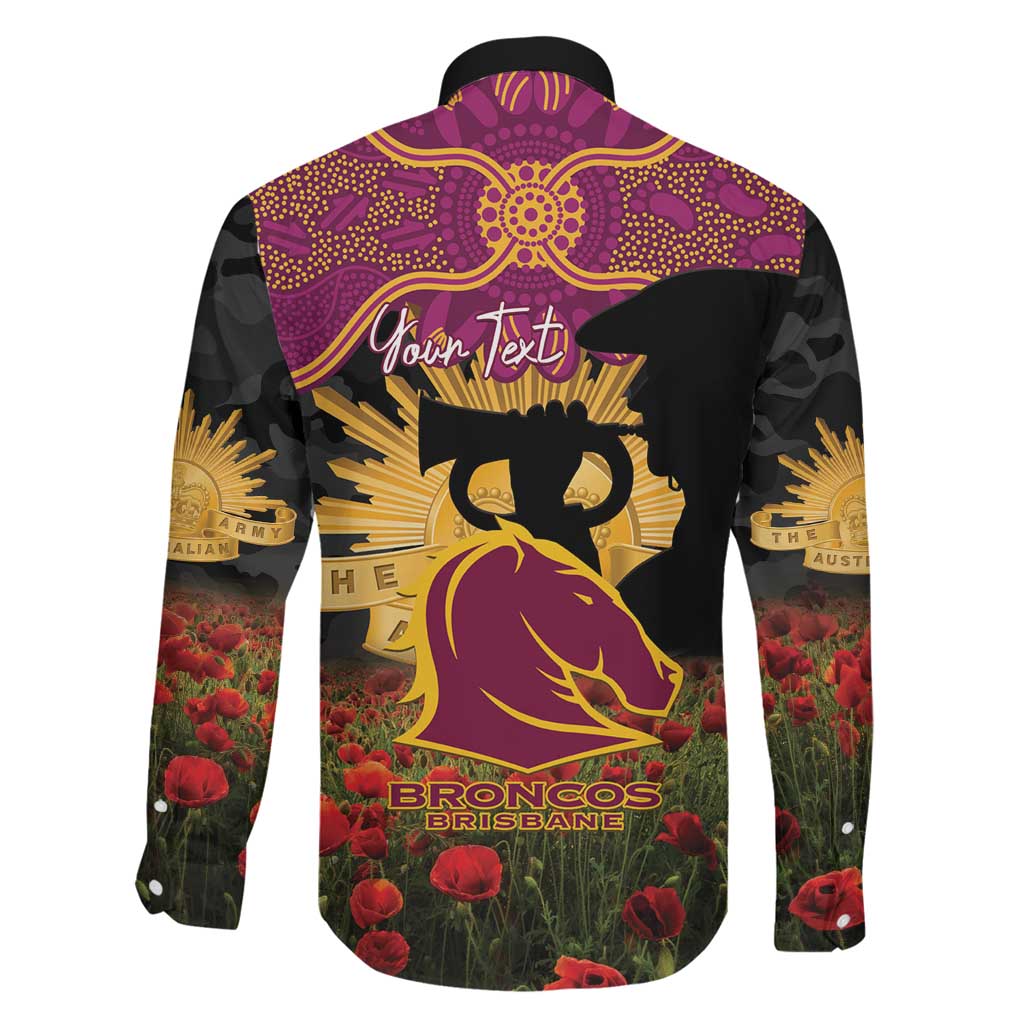 Personalised Brisbane Broncos Rugby ANZAC Day Family Matching Off Shoulder Short Dress and Hawaiian Shirt Last Post Poppy We Will Remember Them