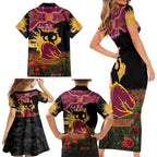 Personalised Brisbane Broncos Rugby ANZAC Day Family Matching Short Sleeve Bodycon Dress and Hawaiian Shirt Last Post Poppy We Will Remember Them