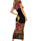 Personalised Brisbane Broncos Rugby ANZAC Day Family Matching Short Sleeve Bodycon Dress and Hawaiian Shirt Last Post Poppy We Will Remember Them