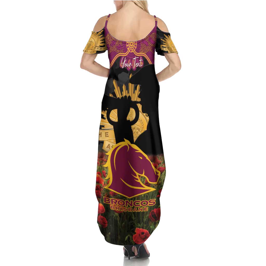 Personalised Brisbane Broncos Rugby ANZAC Day Family Matching Summer Maxi Dress and Hawaiian Shirt Last Post Poppy We Will Remember Them