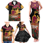 Personalised Brisbane Broncos Rugby ANZAC Day Family Matching Tank Maxi Dress and Hawaiian Shirt Last Post Poppy We Will Remember Them