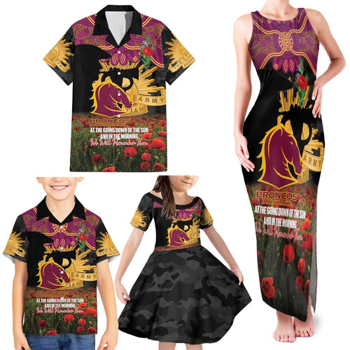 Personalised Brisbane Broncos Rugby ANZAC Day Family Matching Tank Maxi Dress and Hawaiian Shirt Last Post Poppy We Will Remember Them