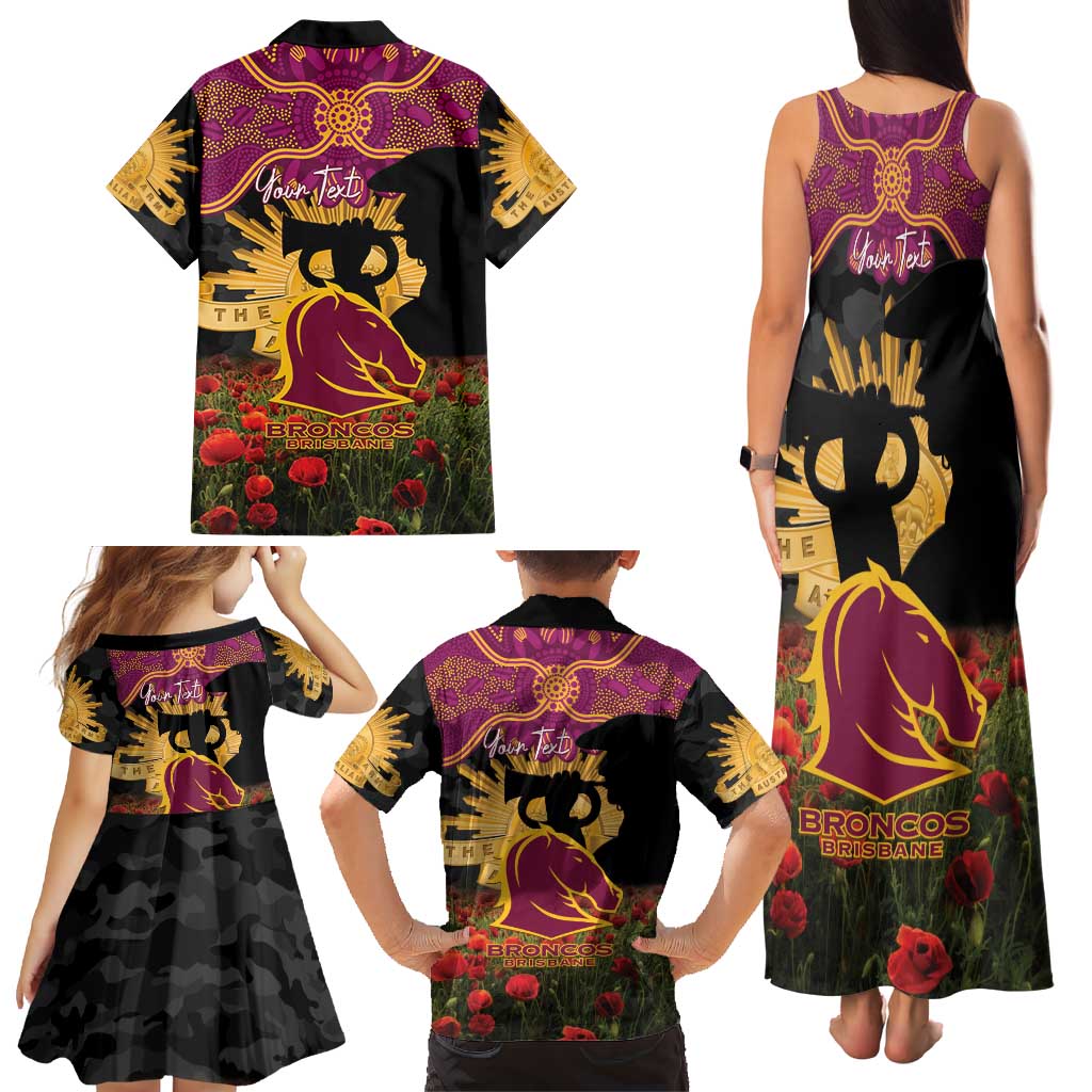 Personalised Brisbane Broncos Rugby ANZAC Day Family Matching Tank Maxi Dress and Hawaiian Shirt Last Post Poppy We Will Remember Them