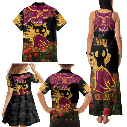 Personalised Brisbane Broncos Rugby ANZAC Day Family Matching Tank Maxi Dress and Hawaiian Shirt Last Post Poppy We Will Remember Them