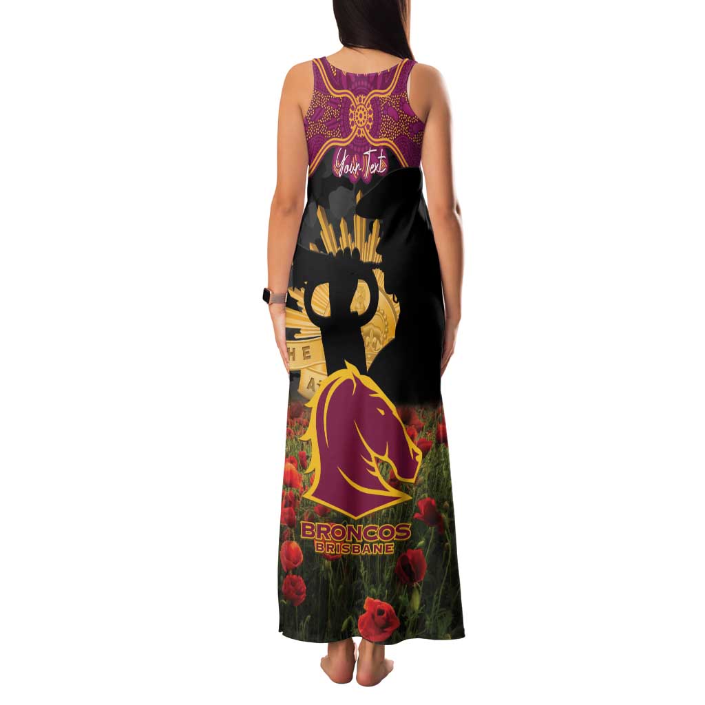 Personalised Brisbane Broncos Rugby ANZAC Day Family Matching Tank Maxi Dress and Hawaiian Shirt Last Post Poppy We Will Remember Them