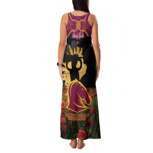 Personalised Brisbane Broncos Rugby ANZAC Day Family Matching Tank Maxi Dress and Hawaiian Shirt Last Post Poppy We Will Remember Them