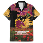 Personalised Brisbane Broncos Rugby ANZAC Day Hawaiian Shirt Last Post Poppy We Will Remember Them