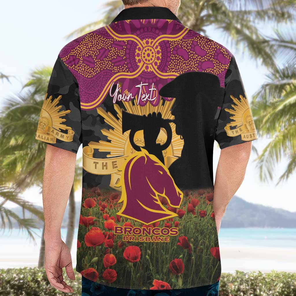 Personalised Brisbane Broncos Rugby ANZAC Day Hawaiian Shirt Last Post Poppy We Will Remember Them