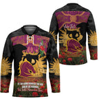 Personalised Brisbane Broncos Rugby ANZAC Day Hockey Jersey Last Post Poppy We Will Remember Them