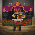 Personalised Brisbane Broncos Rugby ANZAC Day Hooded Blanket Last Post Poppy We Will Remember Them