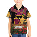 Personalised Brisbane Broncos Rugby ANZAC Day Kid Hawaiian Shirt Last Post Poppy We Will Remember Them