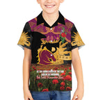 Personalised Brisbane Broncos Rugby ANZAC Day Kid Hawaiian Shirt Last Post Poppy We Will Remember Them