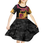 Personalised Brisbane Broncos Rugby ANZAC Day Kid Short Sleeve Dress Last Post Poppy We Will Remember Them