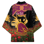 Personalised Brisbane Broncos Rugby ANZAC Day Kimono Last Post Poppy We Will Remember Them