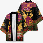 Personalised Brisbane Broncos Rugby ANZAC Day Kimono Last Post Poppy We Will Remember Them