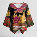 Personalised Brisbane Broncos Rugby ANZAC Day Kimono Sleeve Blouse Last Post Poppy We Will Remember Them
