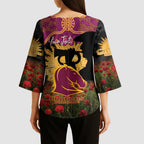 Personalised Brisbane Broncos Rugby ANZAC Day Kimono Sleeve Blouse Last Post Poppy We Will Remember Them