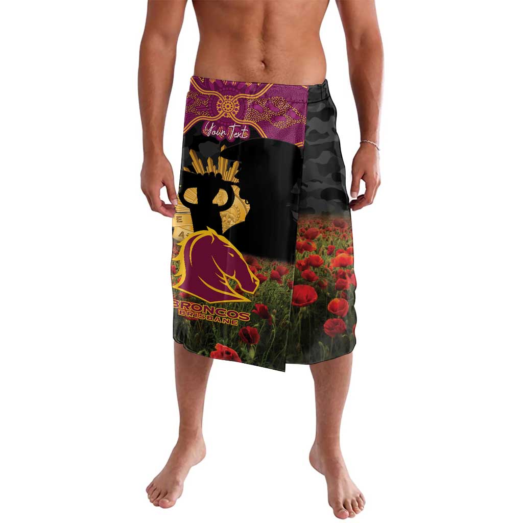 Personalised Brisbane Broncos Rugby ANZAC Day Lavalava Last Post Poppy We Will Remember Them