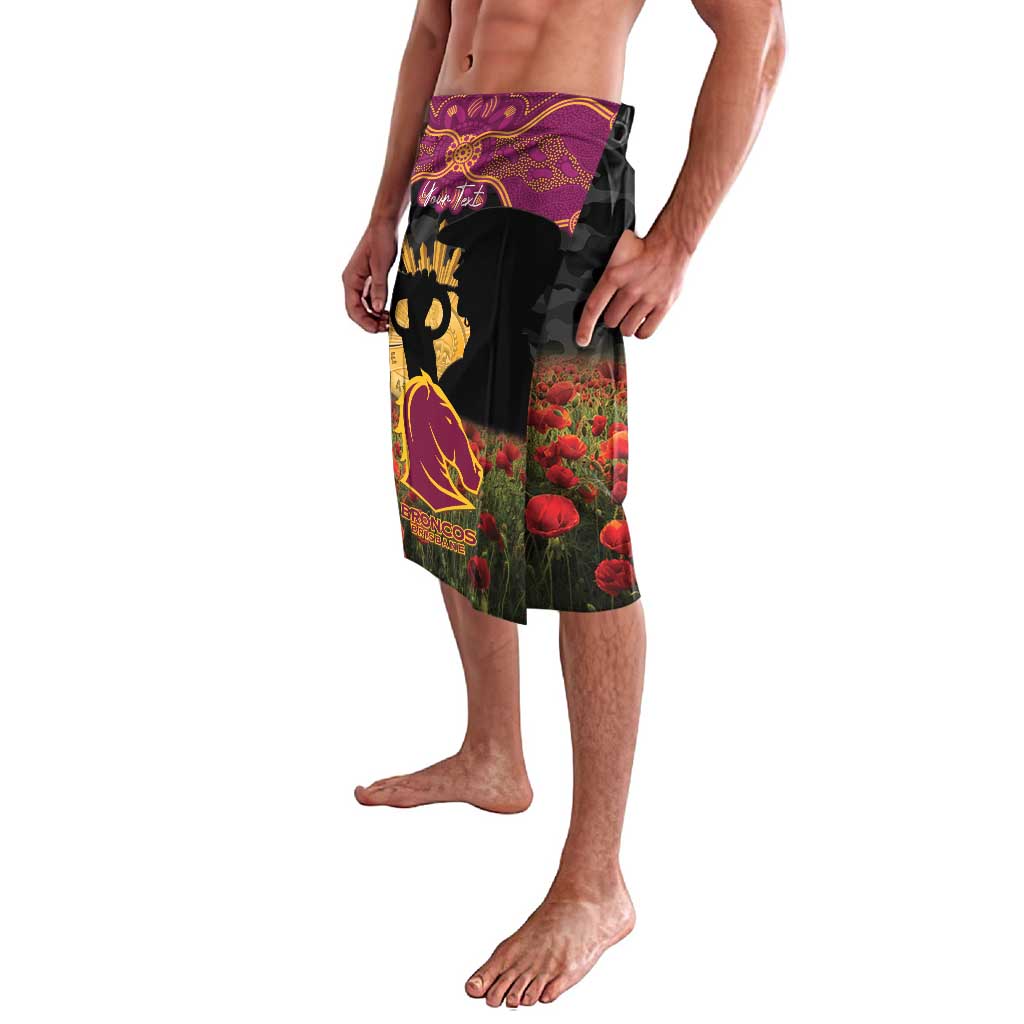 Personalised Brisbane Broncos Rugby ANZAC Day Lavalava Last Post Poppy We Will Remember Them