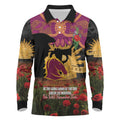Personalised Brisbane Broncos Rugby ANZAC Day Long Sleeve Polo Shirt Last Post Poppy We Will Remember Them