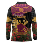 Personalised Brisbane Broncos Rugby ANZAC Day Long Sleeve Polo Shirt Last Post Poppy We Will Remember Them